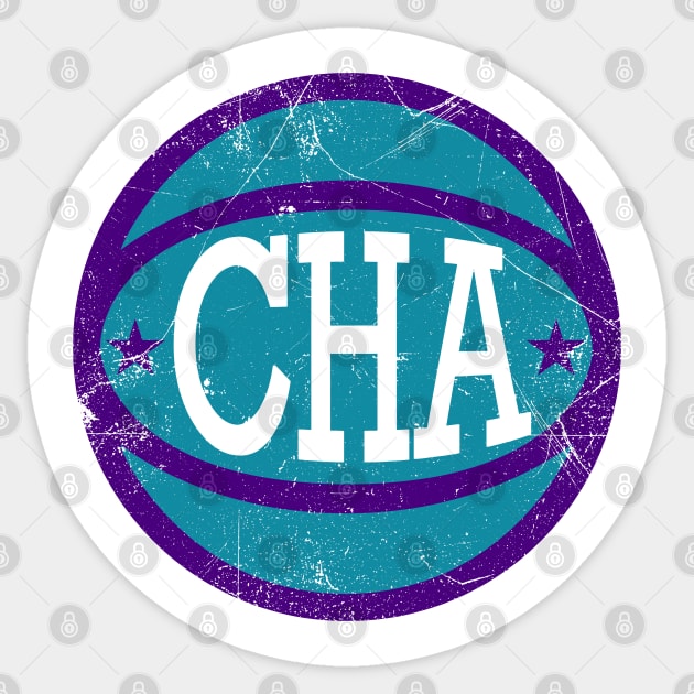 Charlotte Retro Ball - Teal Sticker by KFig21